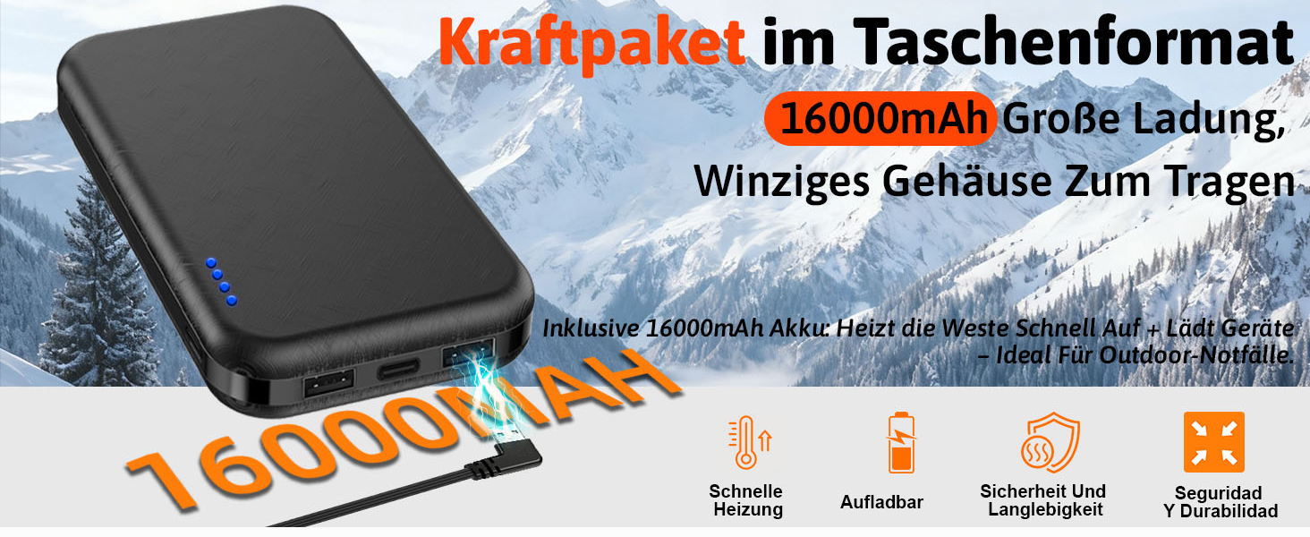 Обогріваючий жилет для чоловіків та жінок з 8 зонами обігріву та 3 рівнями нагріву, акумулятор 16000mAh, вітронепроникний, швидко гріє