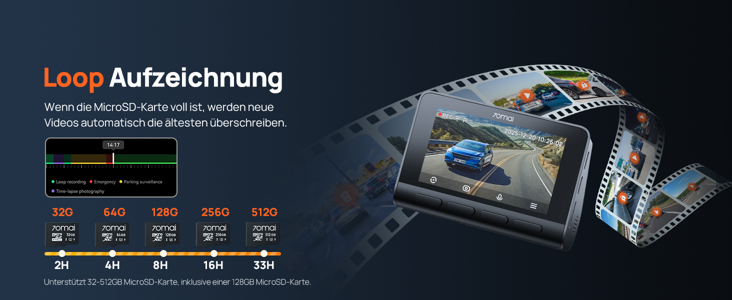 Автомобільний відеореєстратор 70mai A810S 4K з HDR, нічним баченням STARVIS 2, ADAS та карткою пам'яті 128ГБ, 24/7 моніторинг паркування