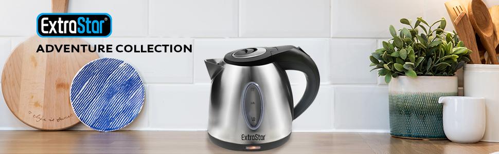 Електрочайник EXTRASTAR з нержавіючої сталі, 1.2 л