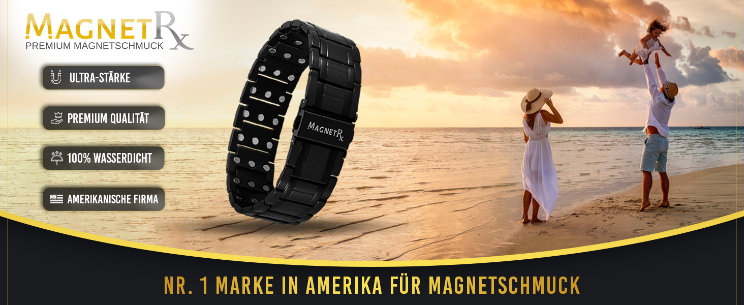 Браслет-магнітотерапія MagnetRX® Titan для чоловіків з трійною силою – титановий магнітний браслет – регульований браслет для чоловіків – магнітний браслет для чоловіків з високоякісною застібкою (чорний)