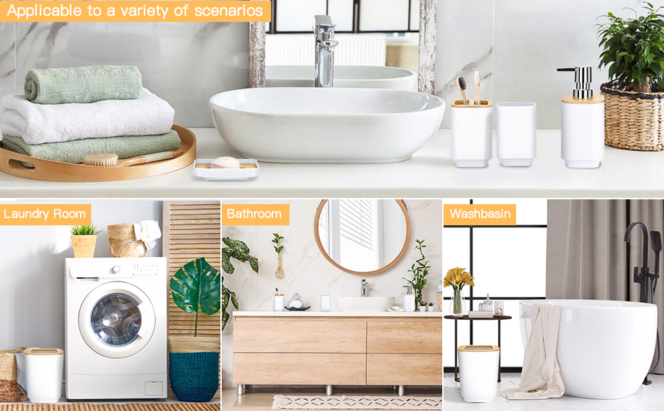 Набір аксесуарів для ванної кімнати JOTOM з бамбука (6 шт.) - сірий колір