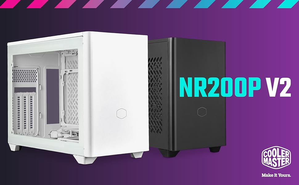 Корпус Mini-ITX Cooler Master MasterBox NR200P V2 білий з прозорою бічною панеллю, вертикальним розташуванням відеокарти та вентилятором 120 мм PWM