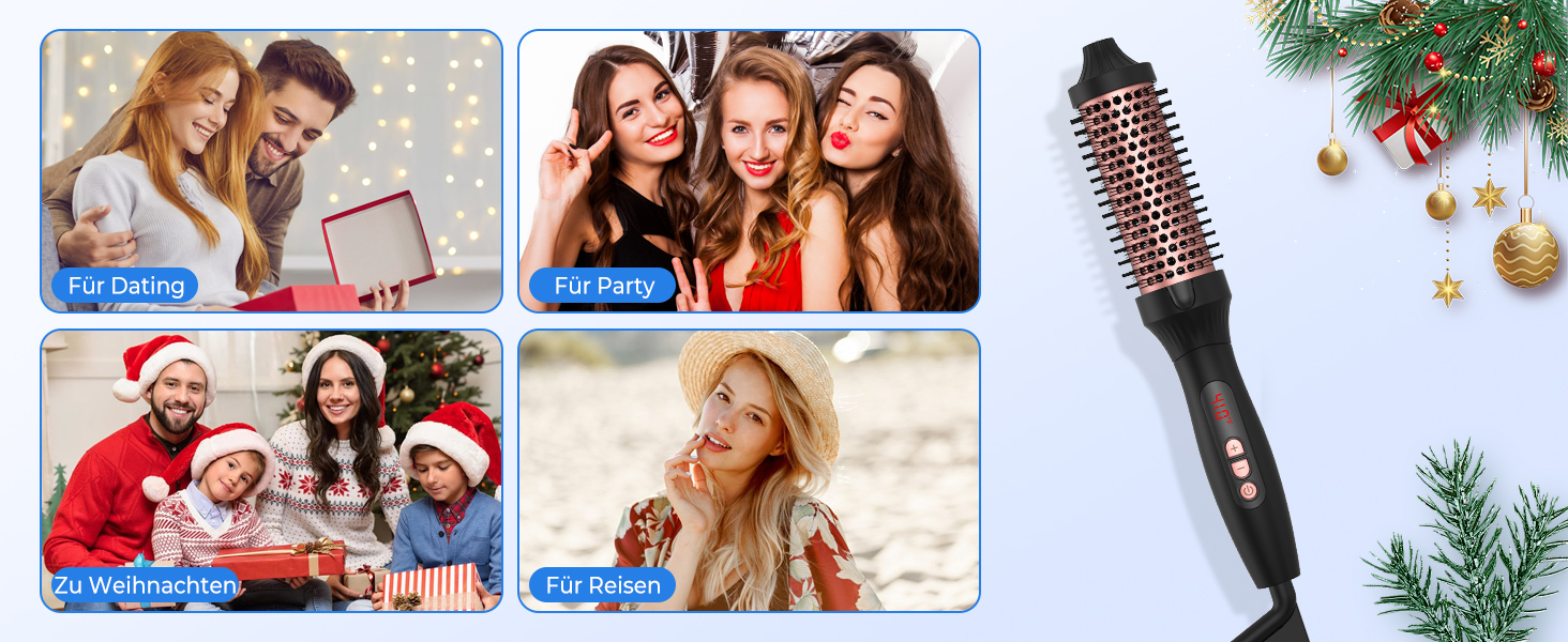 UKLISS Стайлер для волосся 6 в 1 Air Styler Set - Професійний стайлер з насадками: фен-щітка, керлер, щітка з гарячим повітрям, фен-щітка, фен, випрямляч | для створення локонів, об'єму, випрямлення та сушіння (Перламутровий) (Елегантний рожевий)