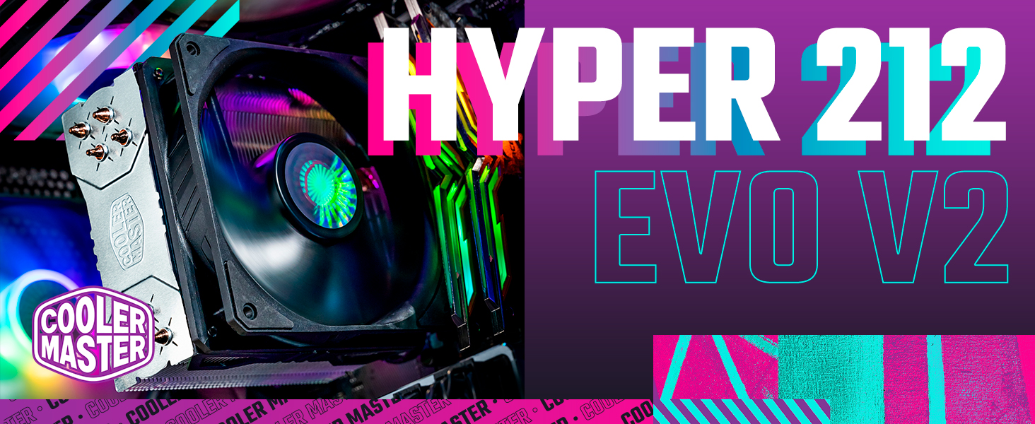 Кулер CPU Cooler Master Hyper 212 EVO V2 з підтримкою LGA1700, 4 теплові трубки, RGB-вентилятор SF120R, підтримка Push-Pull