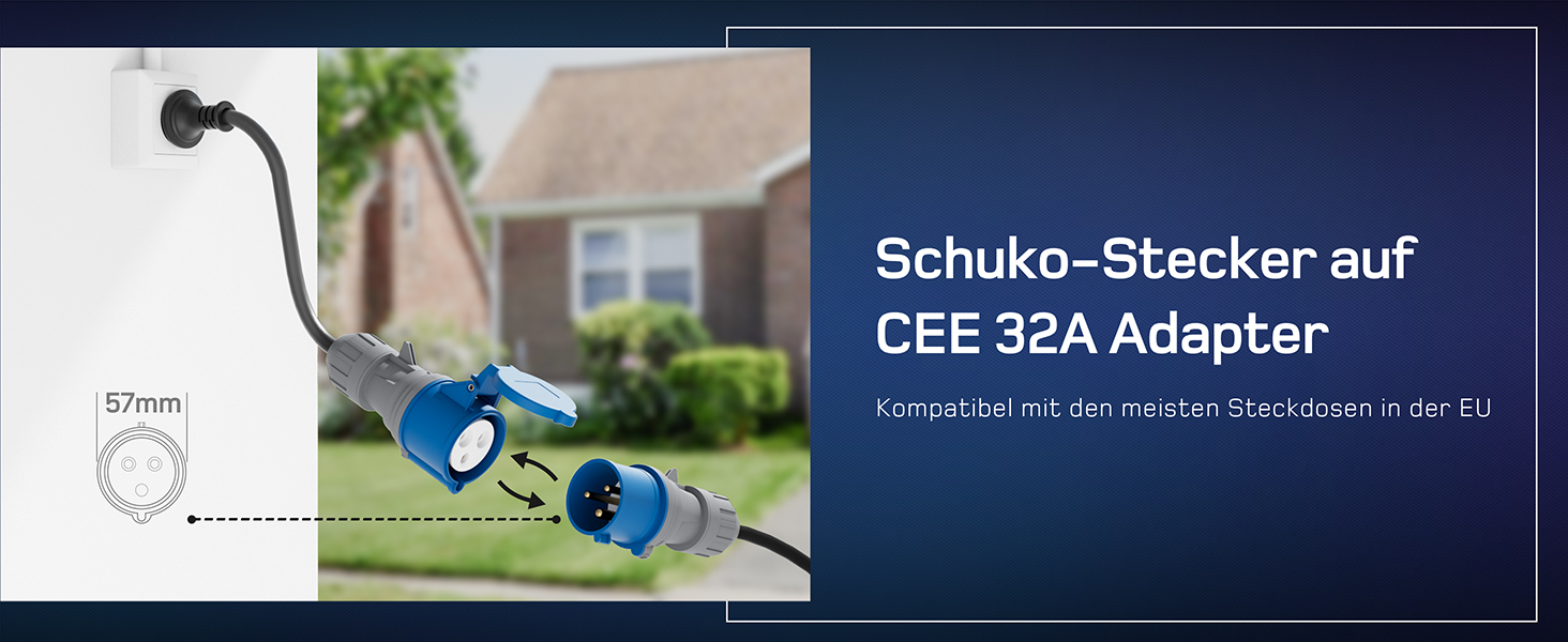 Зарядний пристрій для електромобіля dé Mobile Wallbox 7.4 кВт з Wi-Fi, кабель Type 2 6м (1 фаза, 6-32A) + CEE адаптер 7кВт, 15м