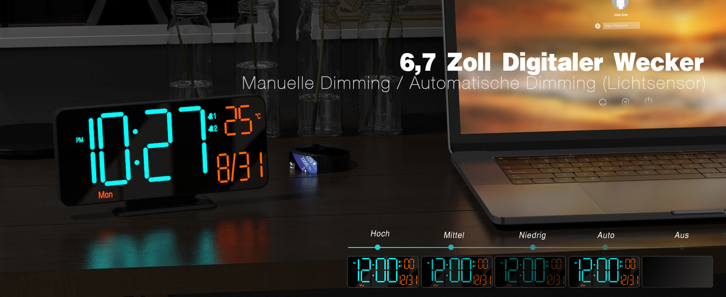 Цифровий LED годинник-будильник KOSUMOSU 6.7