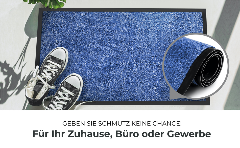 Килимок для підлоги Floordirekt Rhine - миючий, з високою зносостійкістю, антиковзаючий, для входу (сірий, 40 x 60 см)