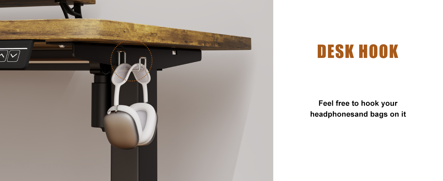 Adjustable Height Standing Desk with Monitor Stand - Electric Ergonomic Desk, 120x60cm & 180x80cm White/Vintage Brown