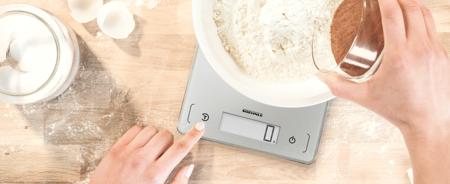 Кухонні ваги Soehnle Page Comfort 300 slim, цифрові, срібні, до 10 кг, точність 1 г, сенсорне управління, з батарейками, ультратонкий дизайн
