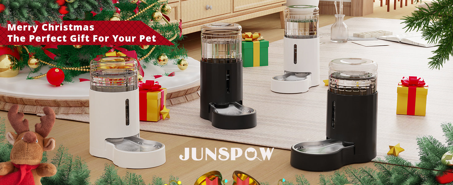 Автоматична годівниця для води JunsPow 4L з нержавіючою чашею: диспенсер для собак та котів, білий