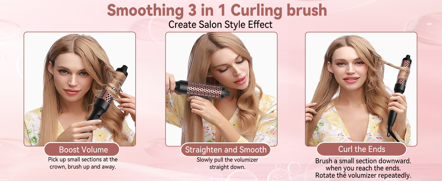 UKLISS Hairstyler 6 в 1: професійний стайлер для волосся з насадкою-фен, керлер, щітка для укладки, фен-щітка, фен, випрямляч | для локонів, об'єму, випрямлення та сушіння (перламутровий) (елегантний чорний)