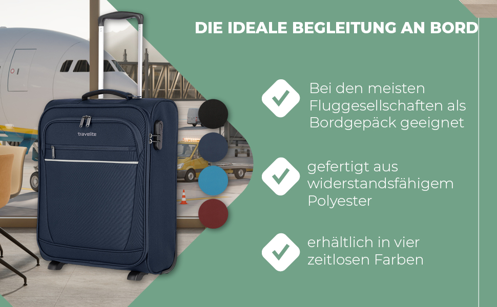 Чемодан-валіза Travelite Marine 52 см, 39 літрів: легкий, з замком, для ручної поклажі
