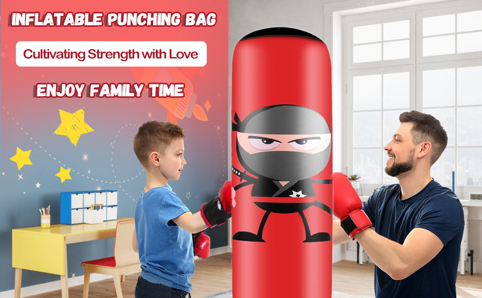 Дитячий боксерський мішок EIVONDA 160см з рукавичками та насосом для боксу, MMA, карате, таеквондо. Чорний