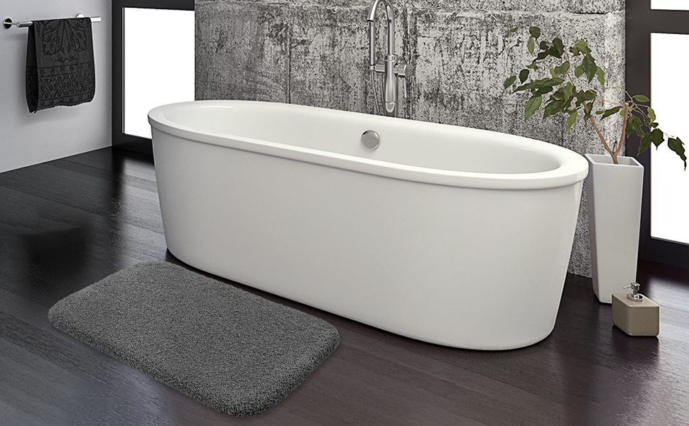 Килимок для ванної кімнати з антиковзаючим покриттям, м'який, з мікрофібри, 40 x 60 см, темно-сірий