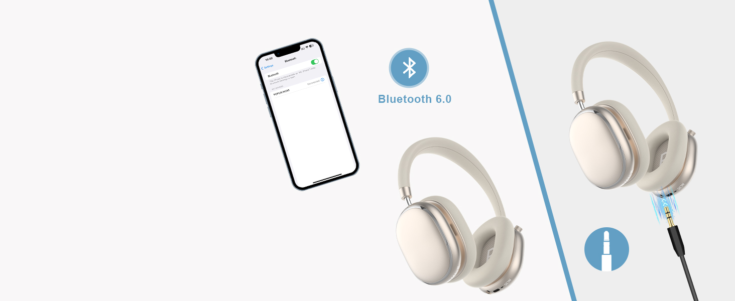 Навушники бездротові Bluetooth 6.0 NC95 з активним шумозаглушенням, поворотним регулятором, 120+ годин роботи, EQ налаштування через додаток, для подорожей та спорту (Зоряне світло)