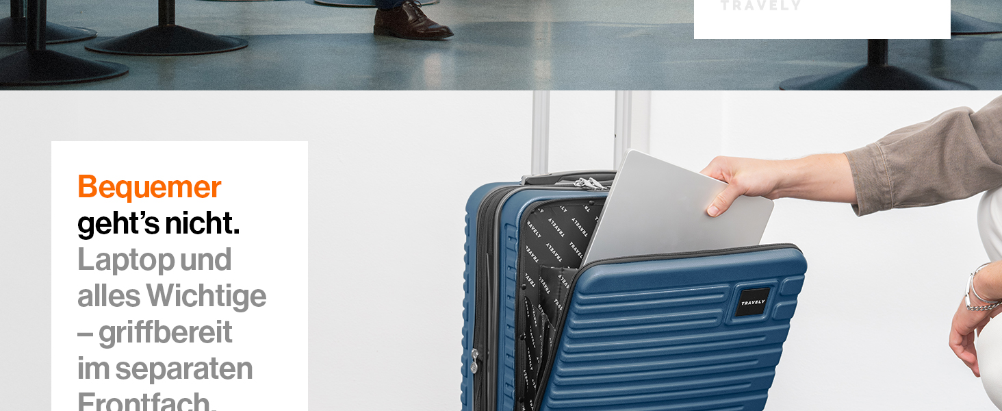 Чемодан туристичний великий 77см, 100л, з TSA замком, з відділенням для ноутбука (55x40x23см), глибокий синій колір, Travely