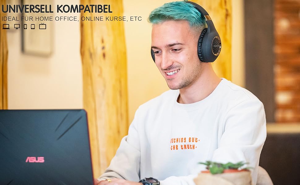 PowerLocus Bluetooth навушники Over-Ear, бездротові, складні, з мікрофоном, Hi-Fi стерео, глибокий бас, м'які амбушюри, для телефону, планшета, ПК - асфальтово-сірий