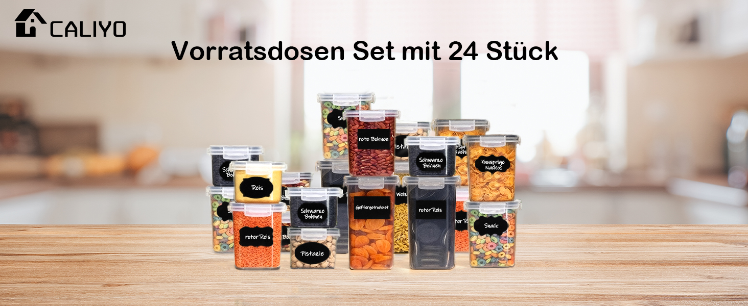 Набори контейнерів для зберігання Caliyo з кришкою, 24 шт. - герметичні контейнери для продуктів, кухонні бокси-органайзери, BPA Free