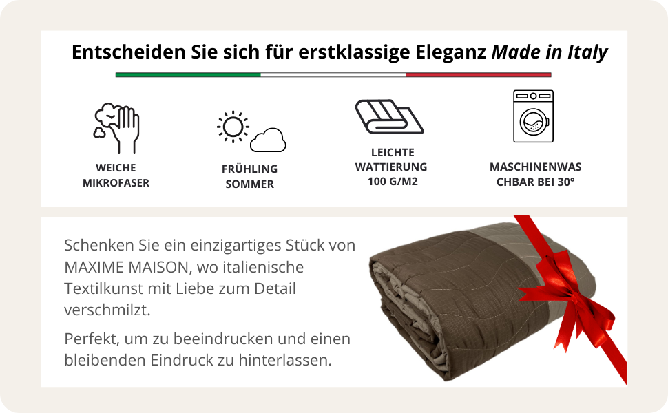 Плед на ліжко 240x260 см, двосторонній дизайн, осінньо-весняний (100 г/м²), степний, підкладковий, для двоспального ліжка, з м'якої мікрофібри, Made in Italy (колір: коричневий/мокко)