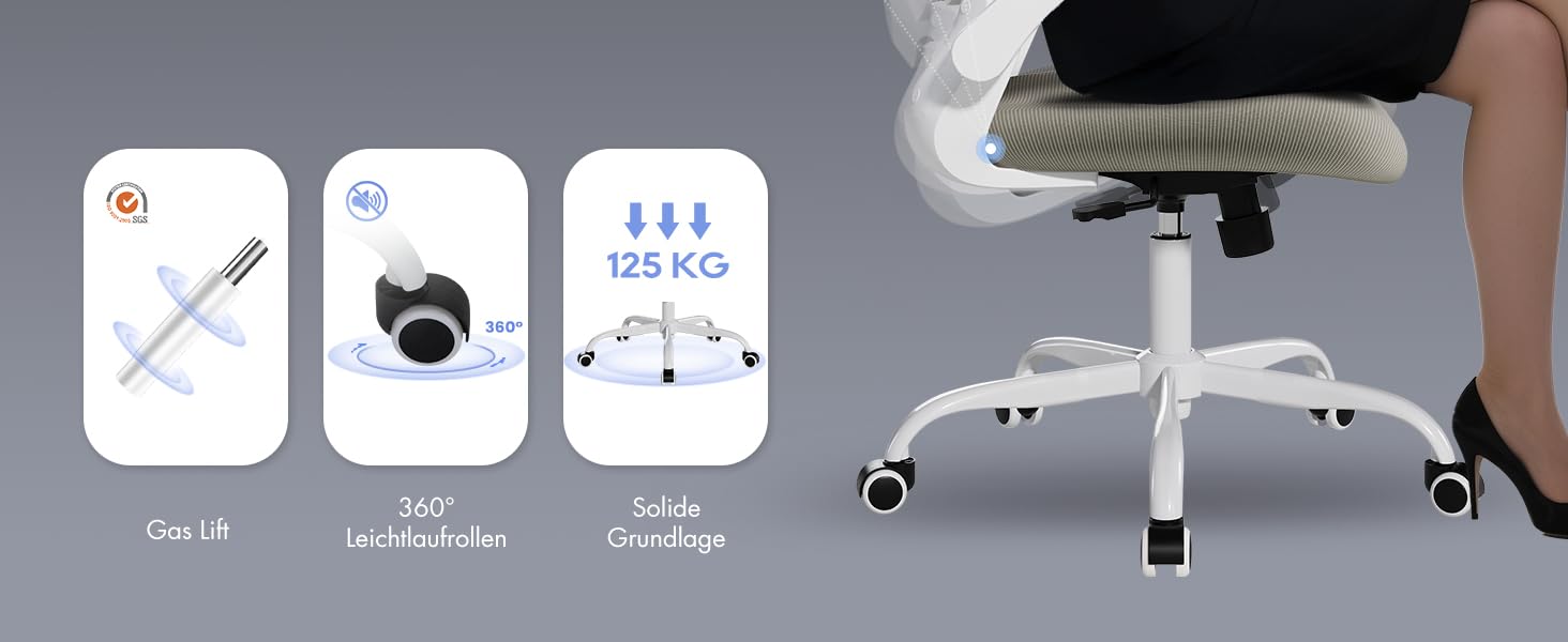 Офісне крісло Colamy Ergonomic з регульованою підголівником та поперековою підтримкою, Khaki