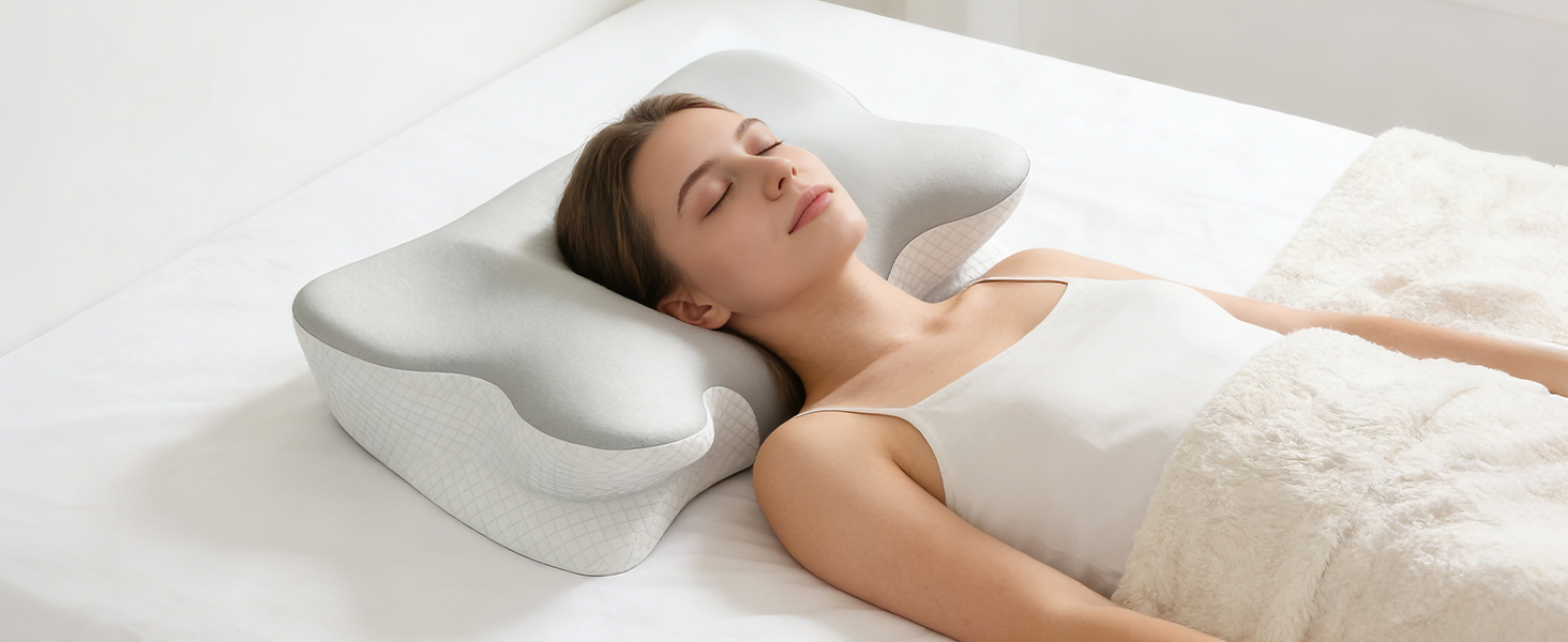 Подушка ортопедична BOYUNSHI з піни Memory Foam для сну на боці, спині та животі. 2 знімні охолоджуючі чохли, 2 висоти.