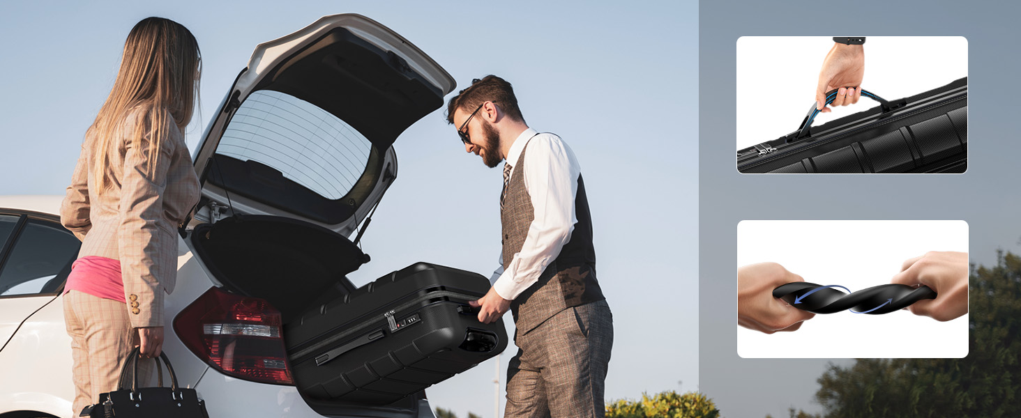 Набір валіз SHOWKOO 3 шт. з жорсткою оболонкою, розширюваний, легкий, ABS+PC, з TSA замком та 4 колесами (M, L, XL, чорний)