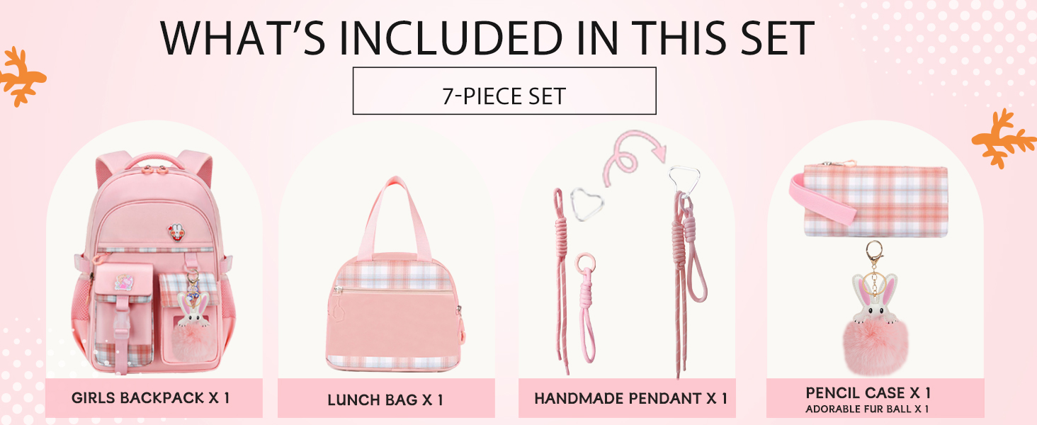 KEBEIXUAN Шкільний рюкзак для дівчаток | Милий рюкзак для початкової школи (1-5 класи) | Дихаючий, водовідштовхуючий рюкзак для дівчаток + ізольована сумка для обіду + пенал, блакитний