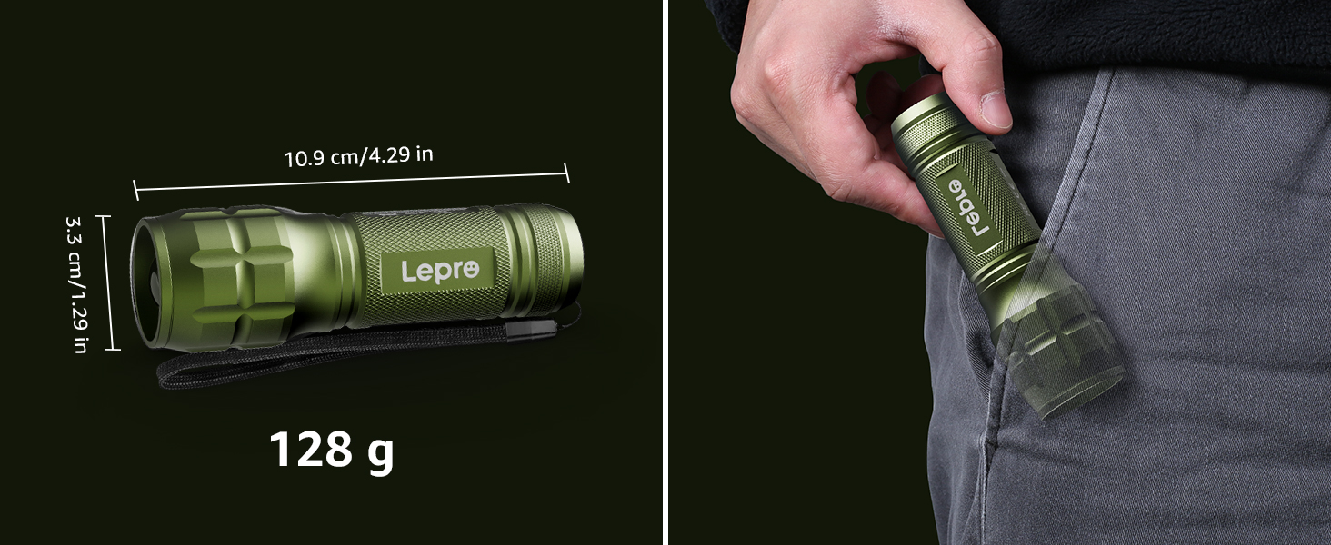 LED ліхтарик Lighting EVER: компактний, яскравий, з регулюванням фокусу. Водонепроникний ліхтарик для дітей, кемпінгу, відпочинку на природі та надзвичайних ситуацій (зелений, 1 шт.)