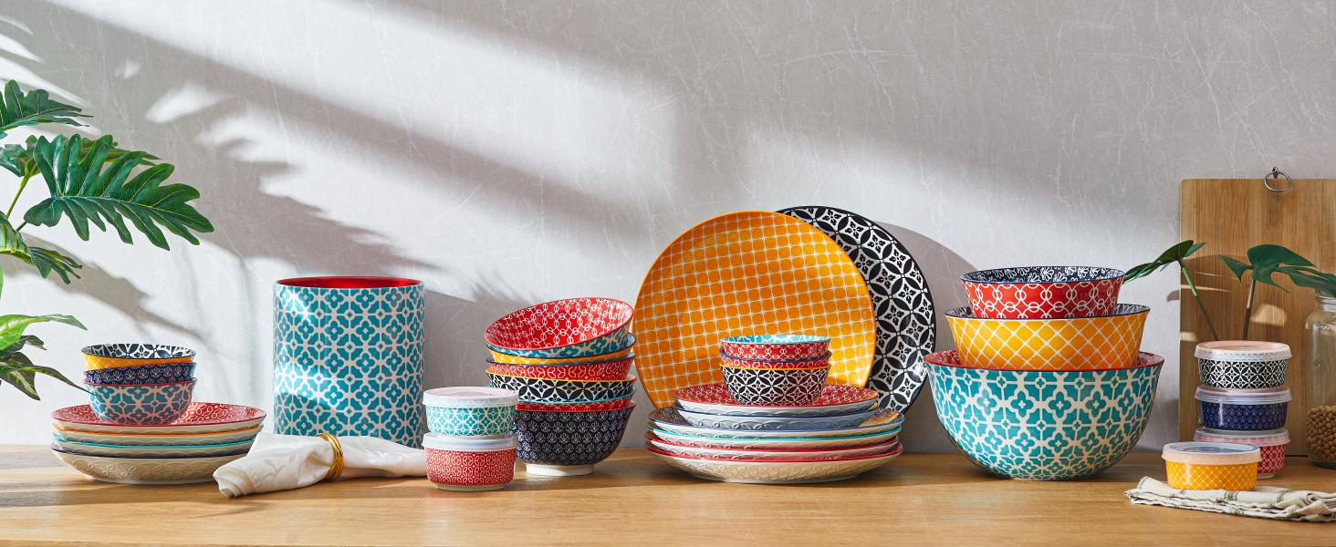 DOWAN Сервірна таця 6-ти місна - Bone China, прямокутна, 20.5 см - для закусок, суші, фруктів, салату, десерту. Можливе використання в мікрохвильовій печі, духовці, миєвій машині. Багатобарвна