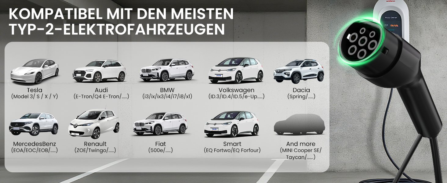 Кабель зарядки GONEO Typ 2 (11кВт, 16А) 8м для електромобілів (Tesla, BMW, VW, Audi), IP54, водонепроникний, з TPU, у комплекті сумка