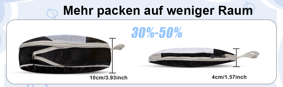 Органайзери для валізи Packing Cubes, набір 3 шт. (74 л) - Чорний