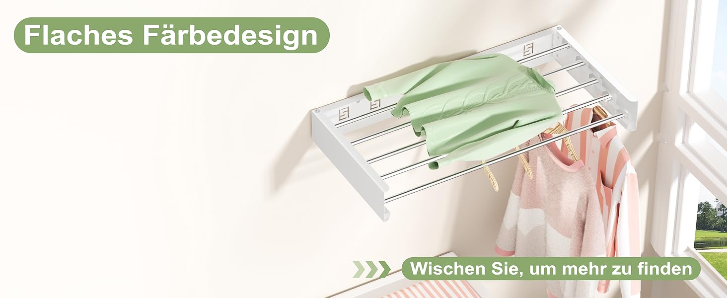 Настінна сушарка для одягу розкладна 32', Біла - Kleidung zusammenklappbar, Handtuch-Trockengestell