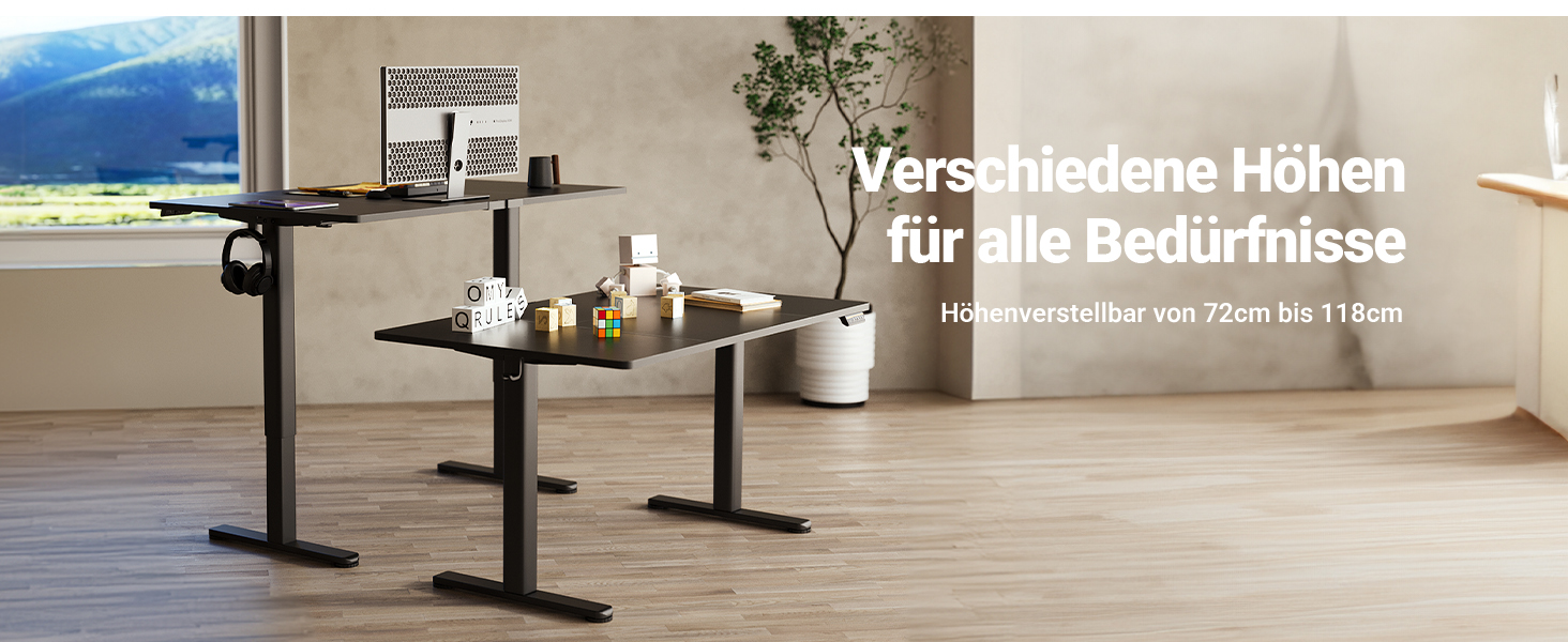 Claiks Electric Height Adjustable Desk 140x70cm - Standing Desk with Cable Management, Memory Function & Ergonomic Design (FSC® Certified)