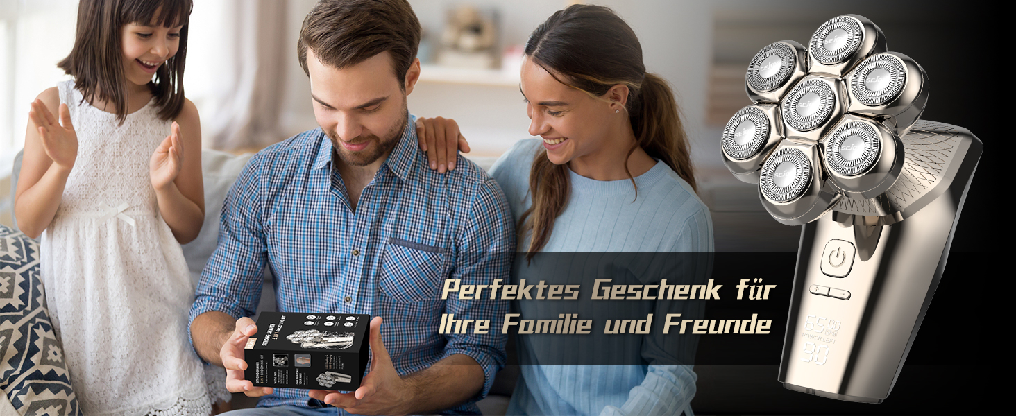 Електричний гоління для лисої голови 5-в-1: гоління, триммінг, догляд за обличчям. Водонепроникний, акумуляторний.