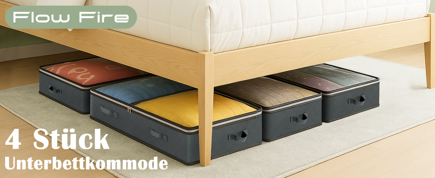Коробка для зберігання під ліжко Flow Fire, 90L, 4 шт., з кришкою, складна, для постільної білизни та одягу