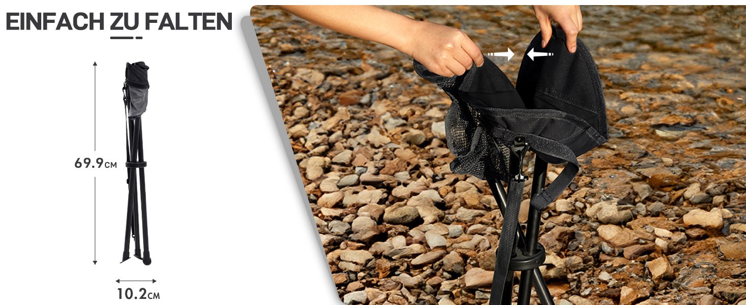 Складний стілець EVER ADVANCED: легкий, міцний, з кишенею для кемпінгу, риболовлі, полювання та піших прогулянок (102 кг)