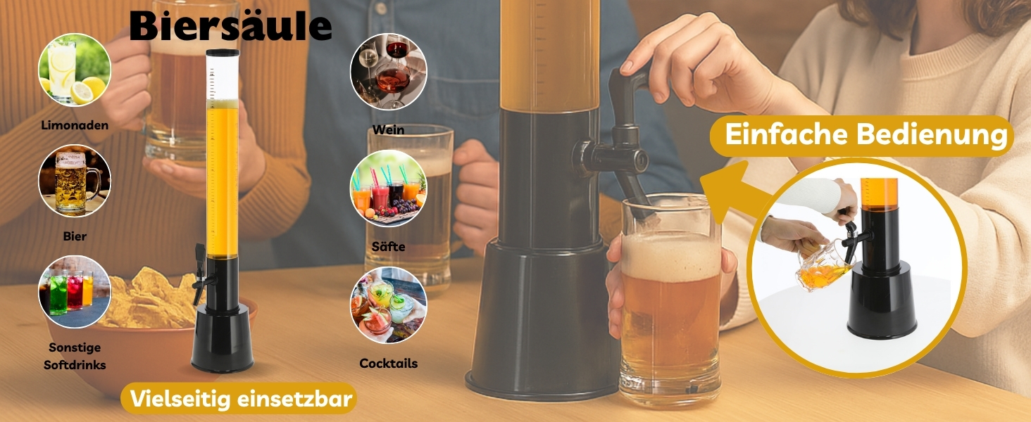 Стійка для пива XXL, 3л, Biertower, для вечірок, з краном, з блоком HLKauf, 2 шт.