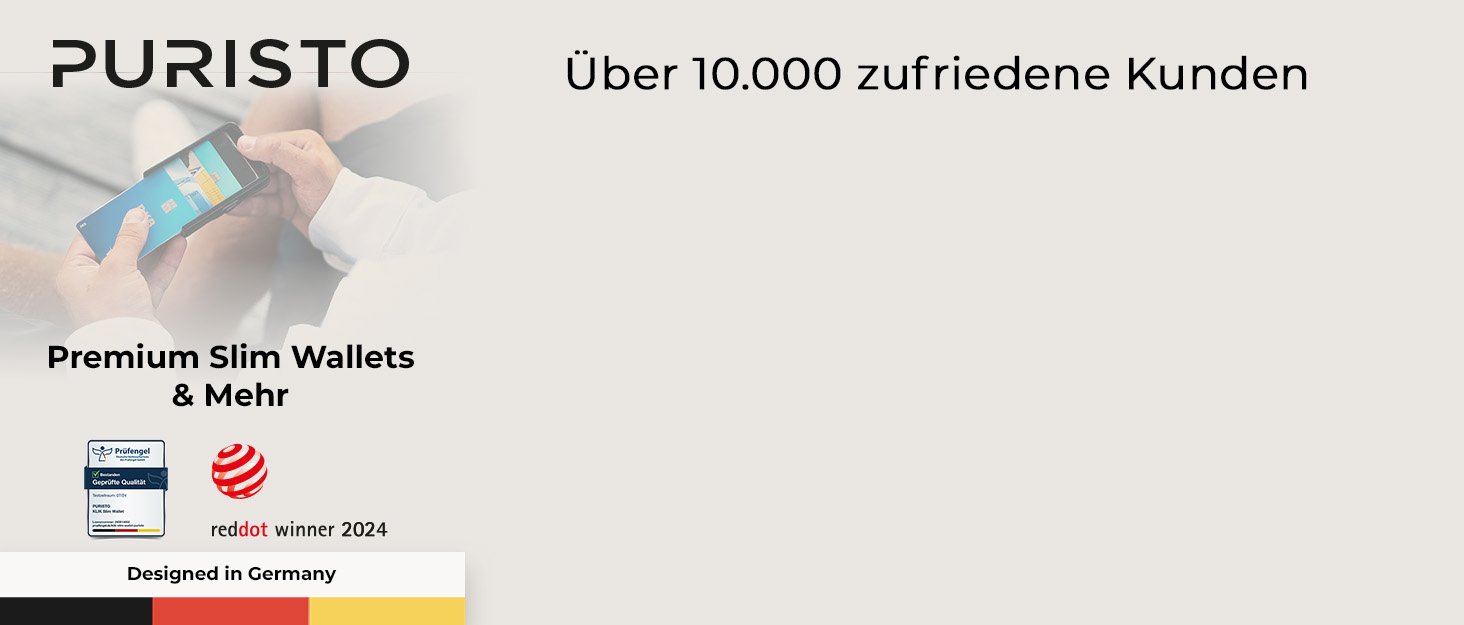PURISTO KLIK: Тонкий міні-портмоне для чоловіків з натуральної шкіри. RFID захист, 12 карт, без відділу для монет. Колір: темно-коричневий