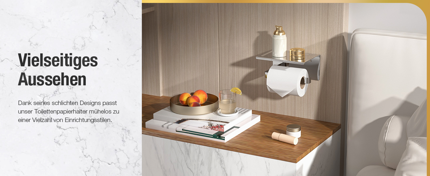 Тримач туалетного паперу HITSLAM без свердління, нержавіюча сталь з полицею, самоклеючий, для ванної кімнати