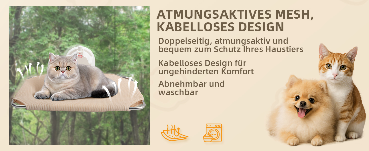 Крісло-гамак для кота ITSOGOO на вікно, кріпиться на присосках, 46x30 см, до 25 кг