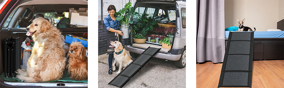 Рампа для собак у автомобіль Aufun 157x44 см, складна, з антиковзким покриттям, для великих та середніх собак до 110 кг