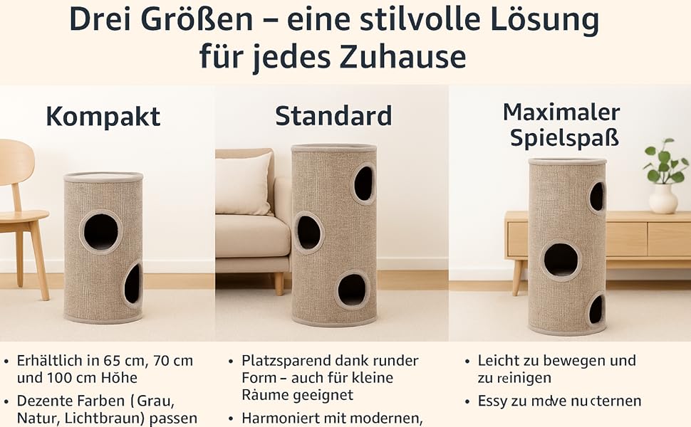 Дряпка для котів Flamingo Greta M – 70 см – діаметр 36 см – сизаль та плюш – 3 яруси