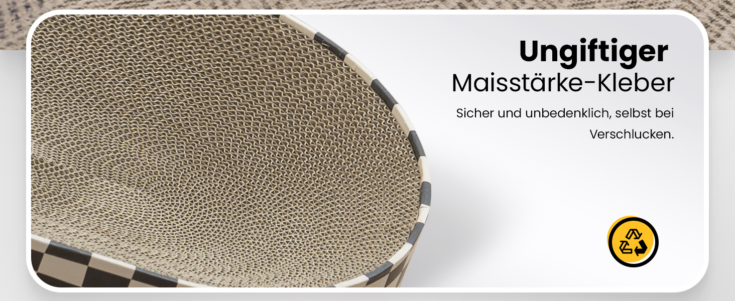 Кігтеточка для котів Conlun 2 в 1: овальна, з мискою та гніздом, з гофрованого картону (43x33x10 см)