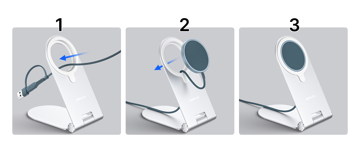 Бездротова зарядка JSAUX MagSafe 15W для iPhone 17 Air Pro Max, iPhone 16/15/14/13/12, AirPods 3/2, блакитна