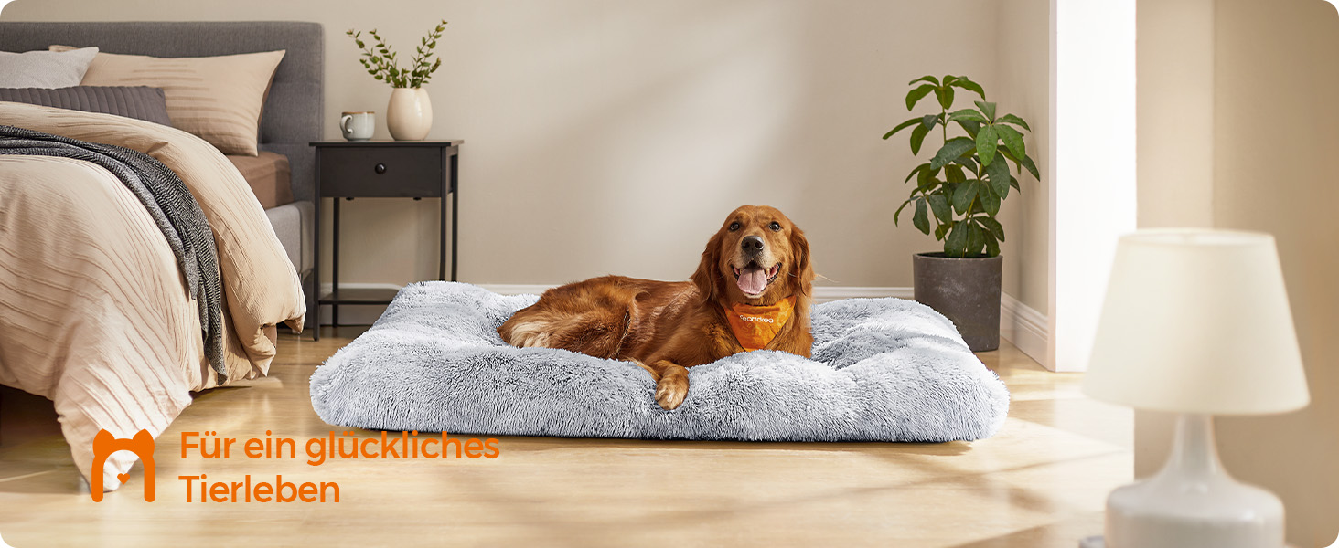 Ліжко для собак Feandrea з м'яким лежаком, плюшеве, 65x45 см, машинне прання, багатофункціональне, Ombré-Grey PGW200G01