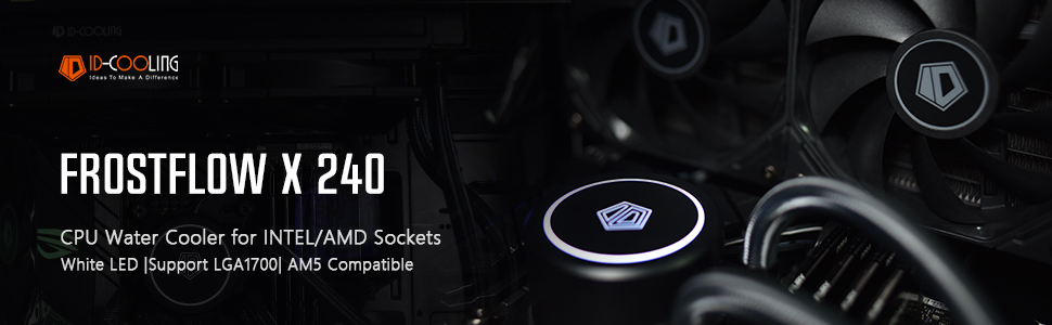 ID-COOLING FROSTFLOW X 240 - водяне охолодження CPU з RGB LED, 240 мм, для Intel 1700/1200/115X та AMD AM5/AM4