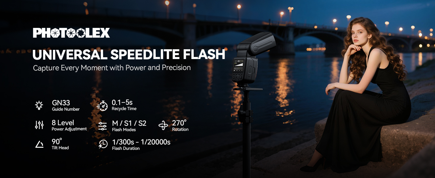 Спалахувач PHOTOOLEX Blitz FK300 для Canon, Nikon, Sony, Panasonic, Olympus, Pentax, Fujifilm, Sigma, Minolta та інші DSLR, цифрових та плівкових камер