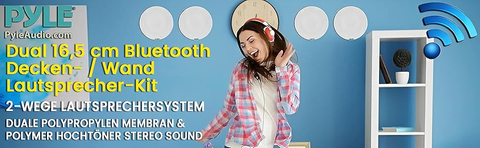 Вбудовані Bluetooth-колонки Pyle 200Вт, 16,5 см, для стелі, стін, домашнього кінотеатру, офісу, плоскі круглі, стереосистема