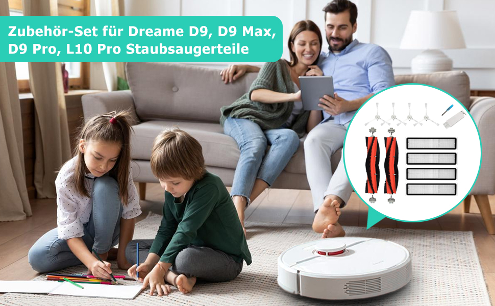 Комплект аксесуарів Dreame D9/D9 Max/D9 Pro/L10 Pro (12 шт): головні та бічні щітки, фільтри, інструменти для чищення