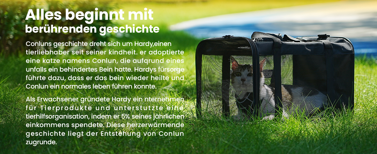 Транспортна переноска для кота Conlun, м'яка переноска з сіткою з 4 сторін, підходить для перевезень літаком, для кошенят та малих котів до 6 кг, чорна, 43x28x28 см